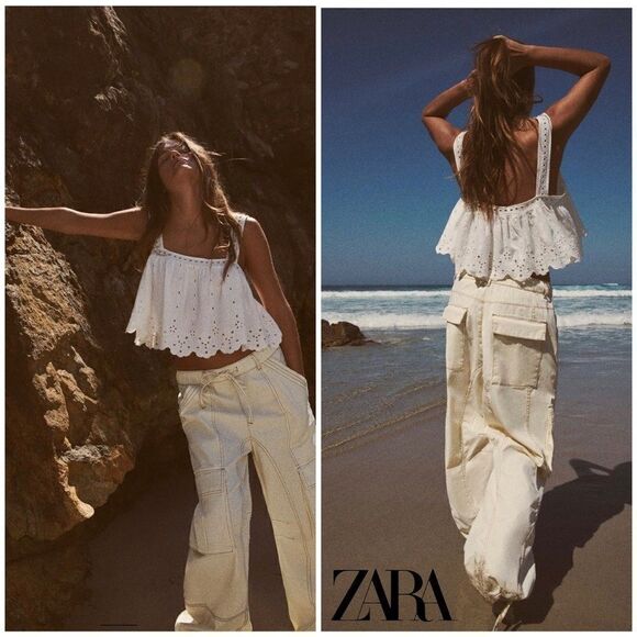 ZARA EMBROIDERED COTTON TOP
OYSTER WHITE - Picture 5 of 5